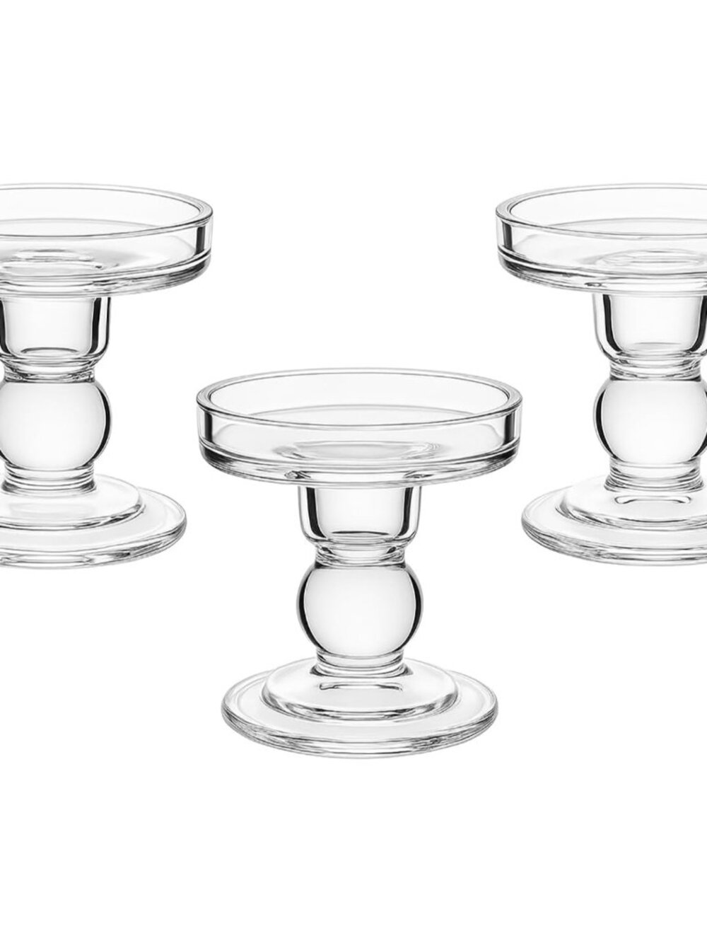 Glass Candle Holders for Pillar Candle, Unity Candle Holder Set of 3 for Wedding